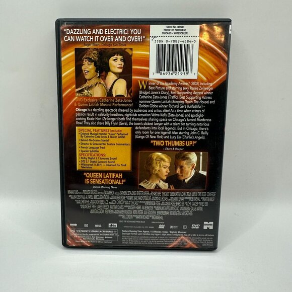 Chicago DVD Widescreen Renee Zellweger Richard Gere Catherine ZetaJones PG13 - Picture 3 of 4